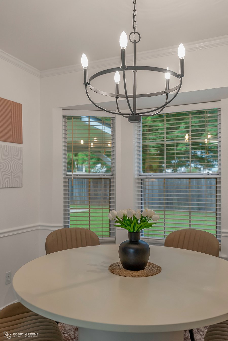 Dining Room overlooks fenced-in backyard