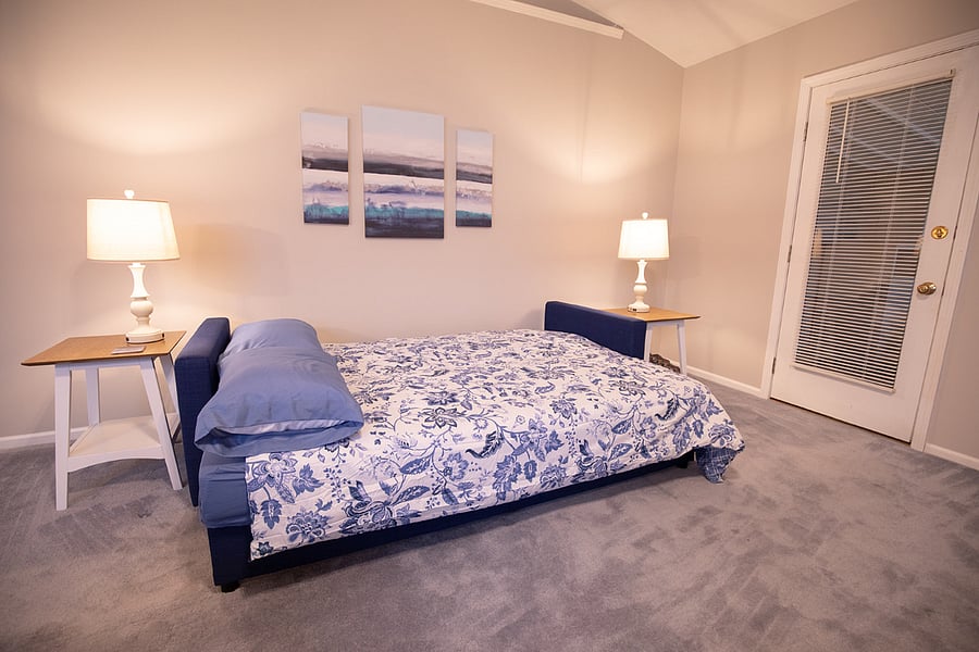 sofa made into a queen bed
