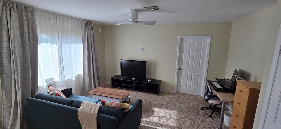 Living room and workspace