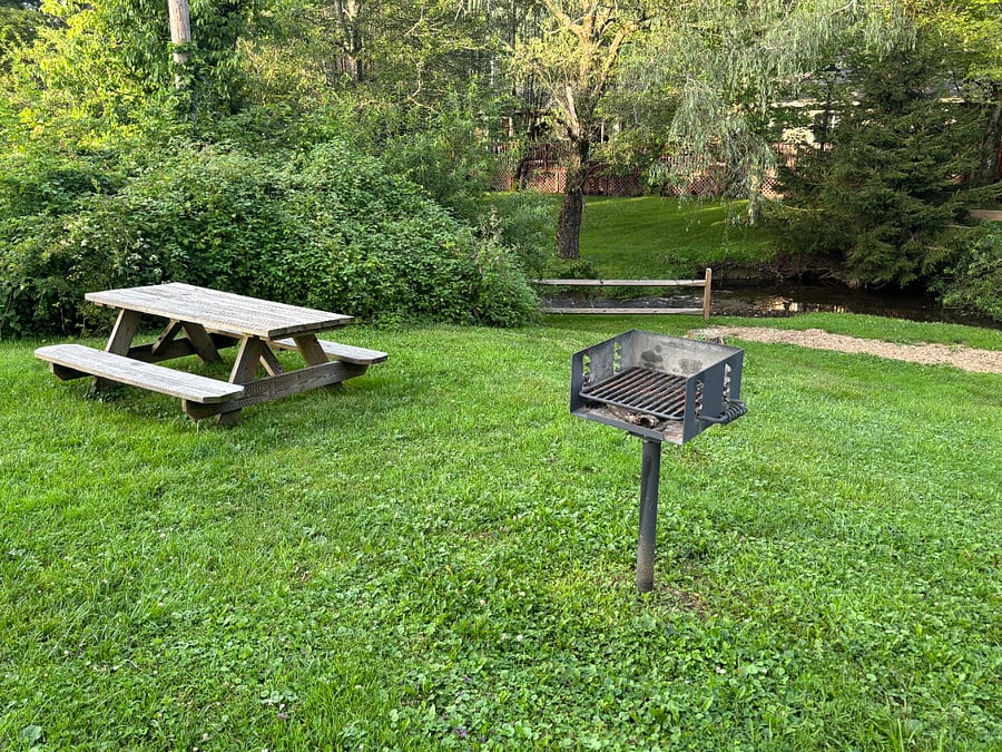 Picnic Tables and Charcoal Grill