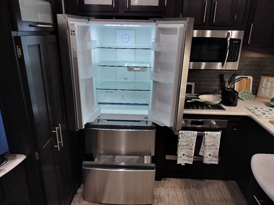 Fridge with 2 freezer drawers. Ice maker seperate.