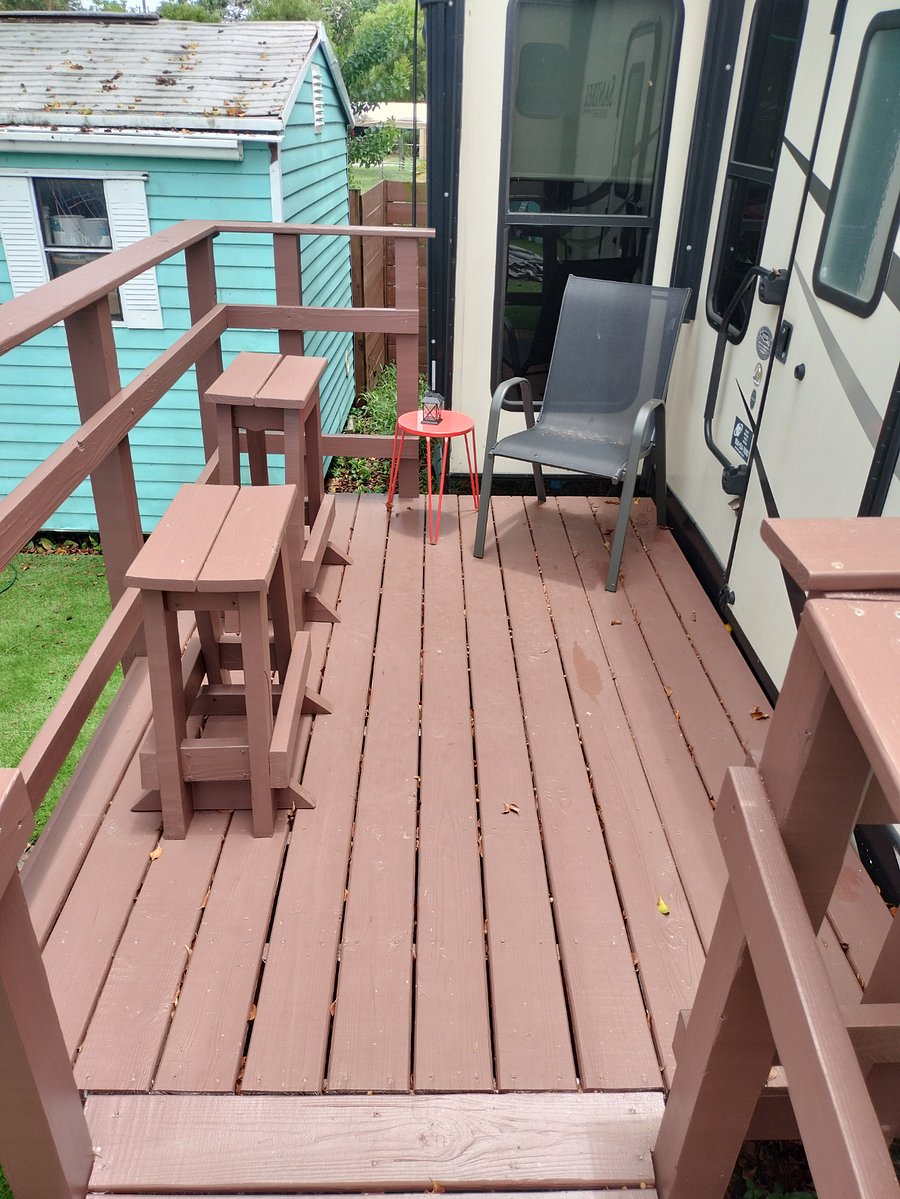 Deck - Can be shaded during good weather with roll out shade or a patio umbrella can be provided.  