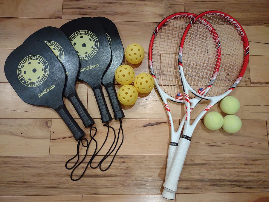Free Tennis and Pickleball courts across the street, and we provide equiptment