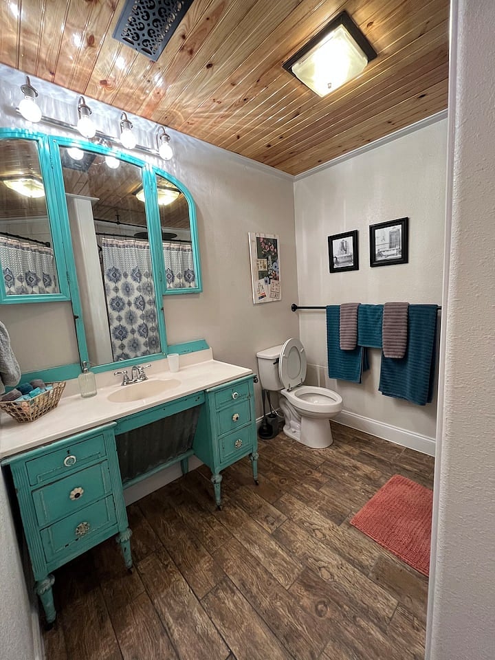 Apt D guest bathroom with tub/shower combo