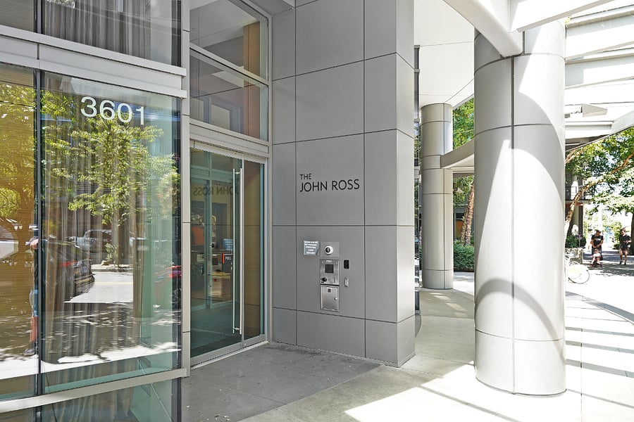 Secure Building Entrance The John Ross lobby exterior.