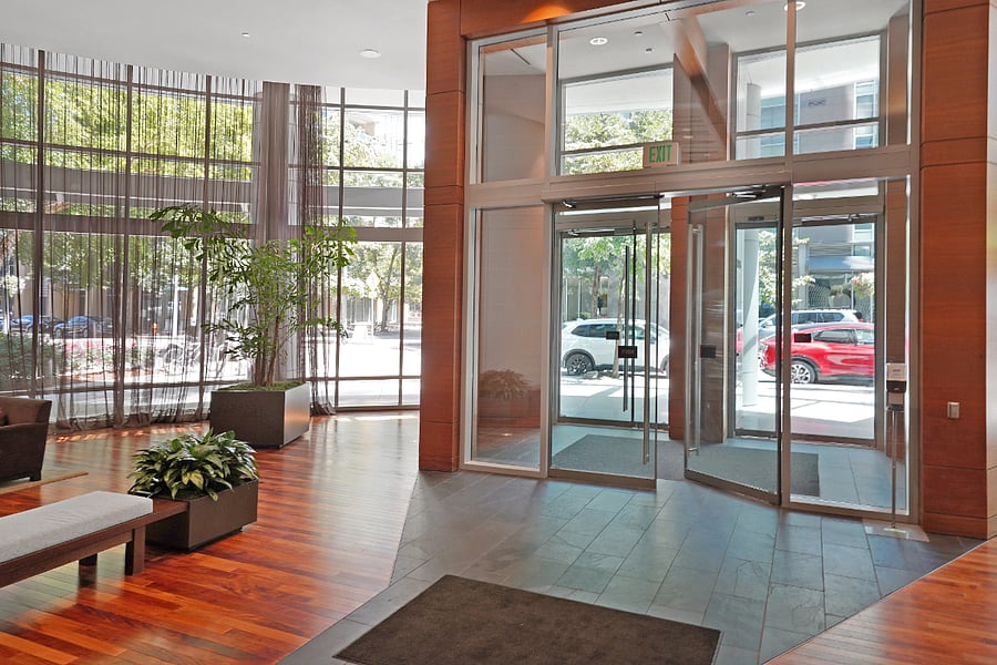 Spacious Lobby Warm, welcoming, and secure.