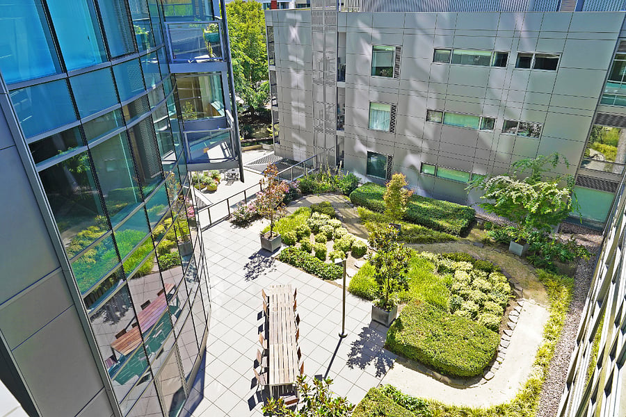 Landscaped Courtyard Tranquil shared outdoor space.