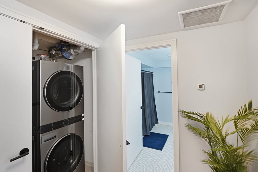 In-Unit Washer & Dryer Full-size laundry set for your convenience during extended stays.