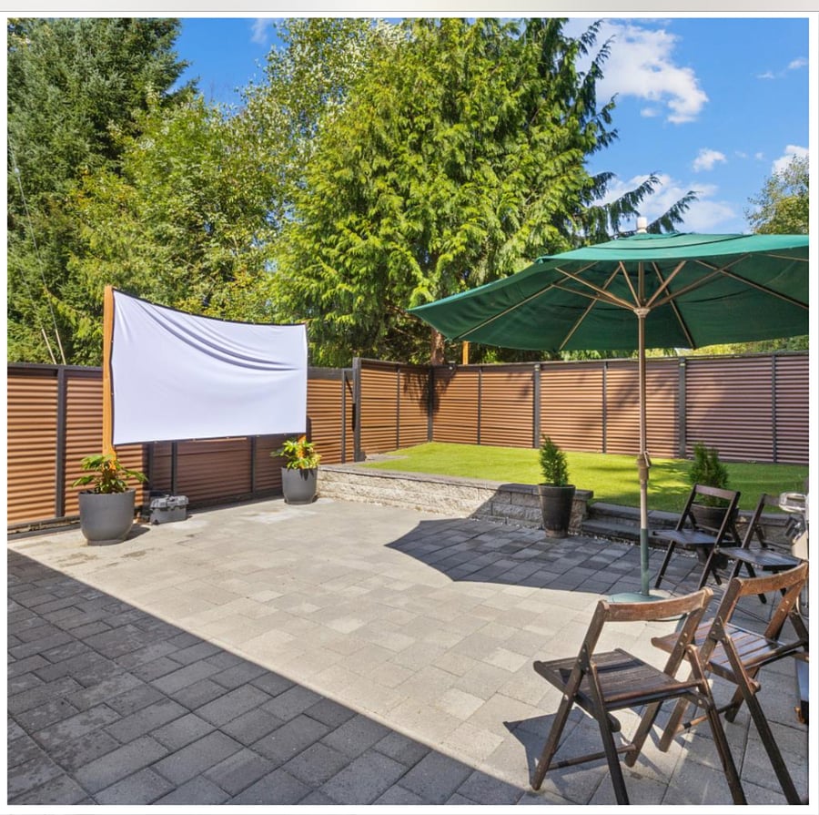 Enjoy our Wi-Fi movie projector for outdoor nights, easily connect devices, and use Bluetooth for neighbor-friendly viewing. Quiet hours are from 9 PM to 9 AM.
