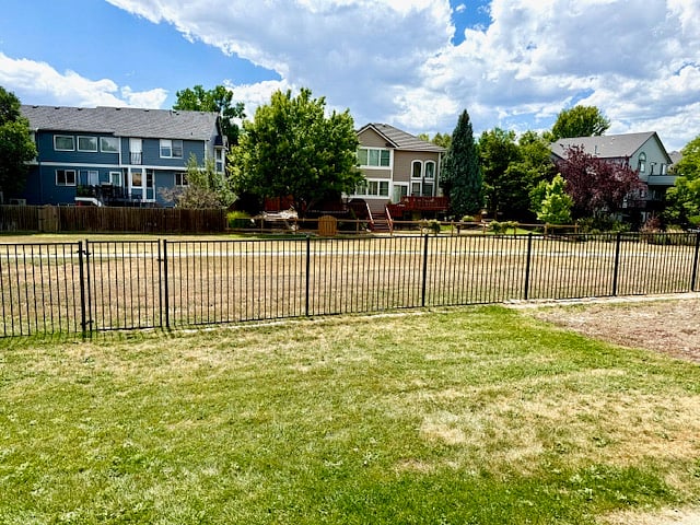 View from the deck. Trail is outside the gate.