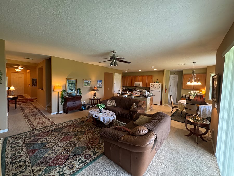 kitchen, family room and hallway