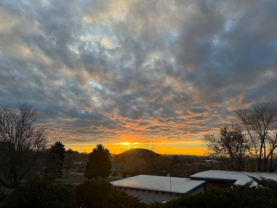 A view of a spring sunset from the Dining Room.