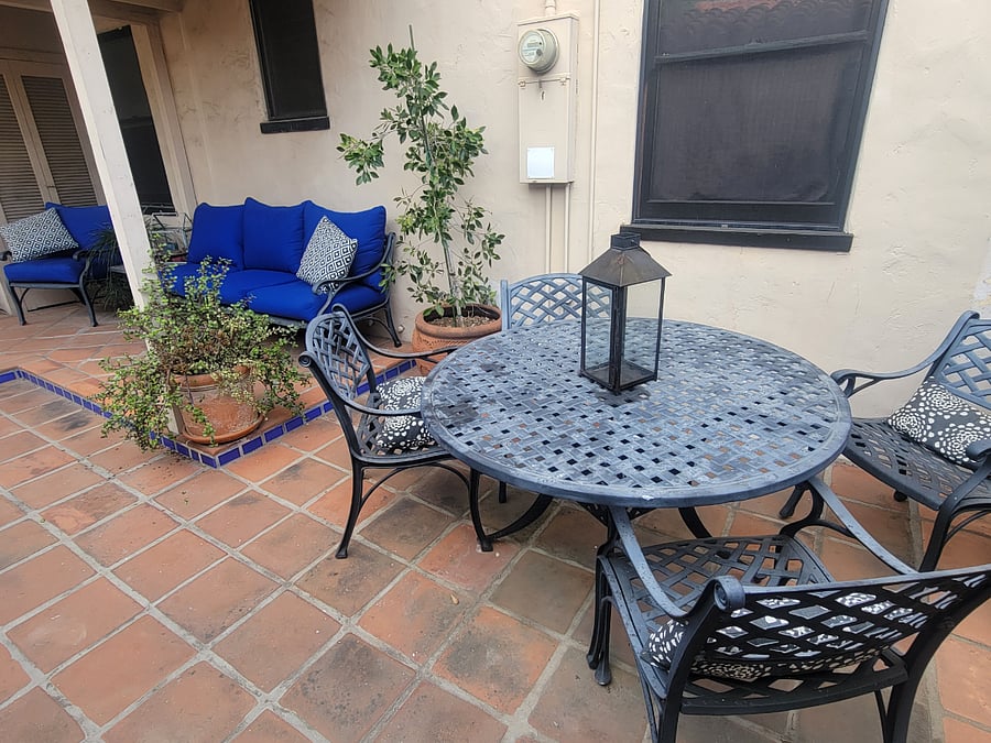 Shared courtyard just outside entrance to unit