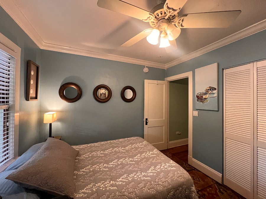 Second bedroom with full sized bed and closet