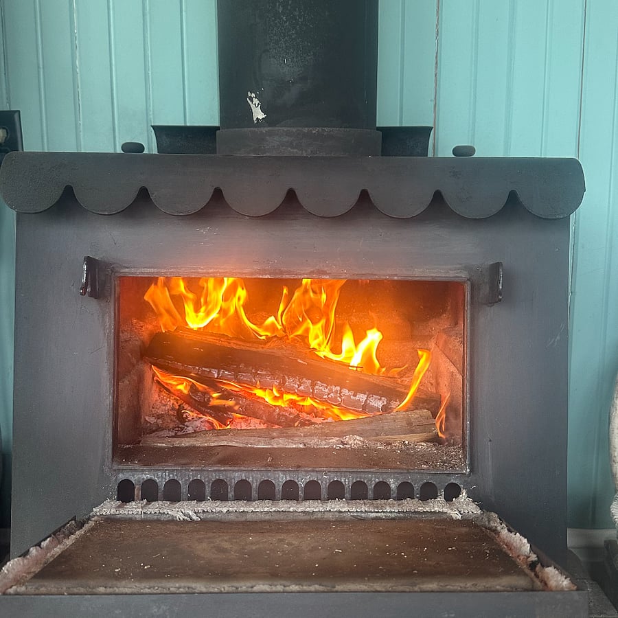 Wood Burning Stove in Family Room