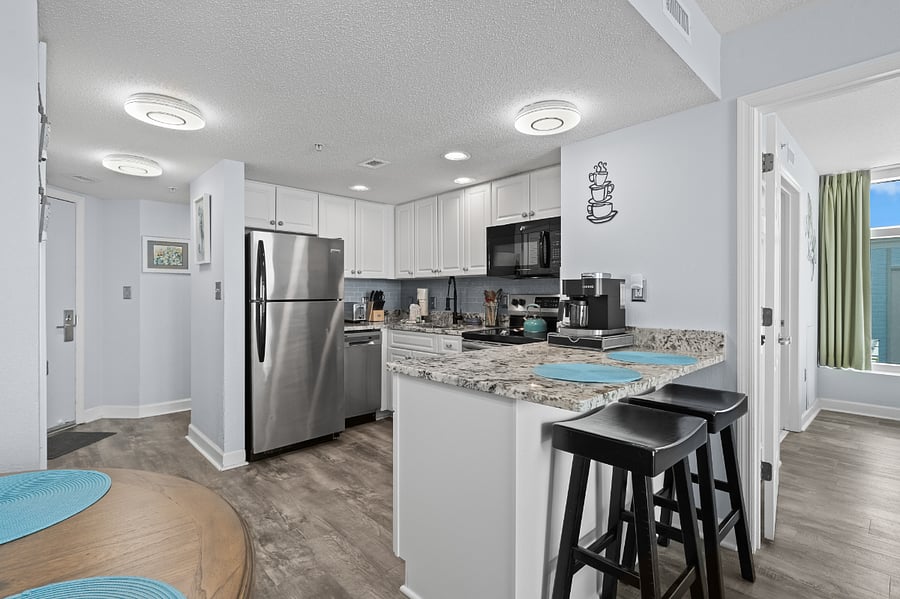 Kitchen with bar seating