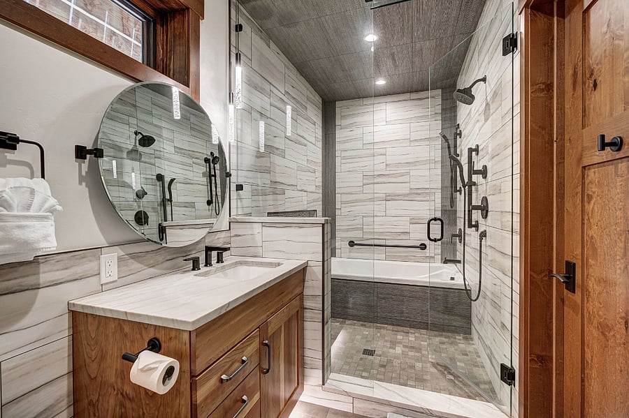 Lower Level Bath with Tub and Shower 