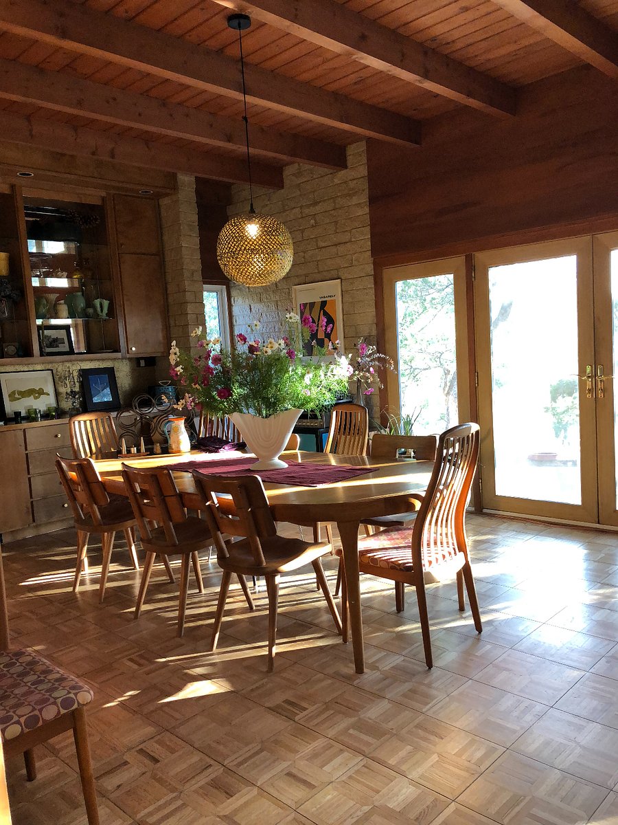 Authentic 1950s Danish-modern-furnished dining room for 10-12

