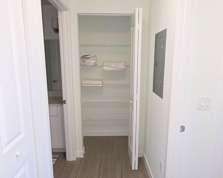 Organized & Practical Storage Enjoy a clean, open closet with fresh linens and easy accessright next to your private bathroom. Designed for comfort and convenience during your stay.