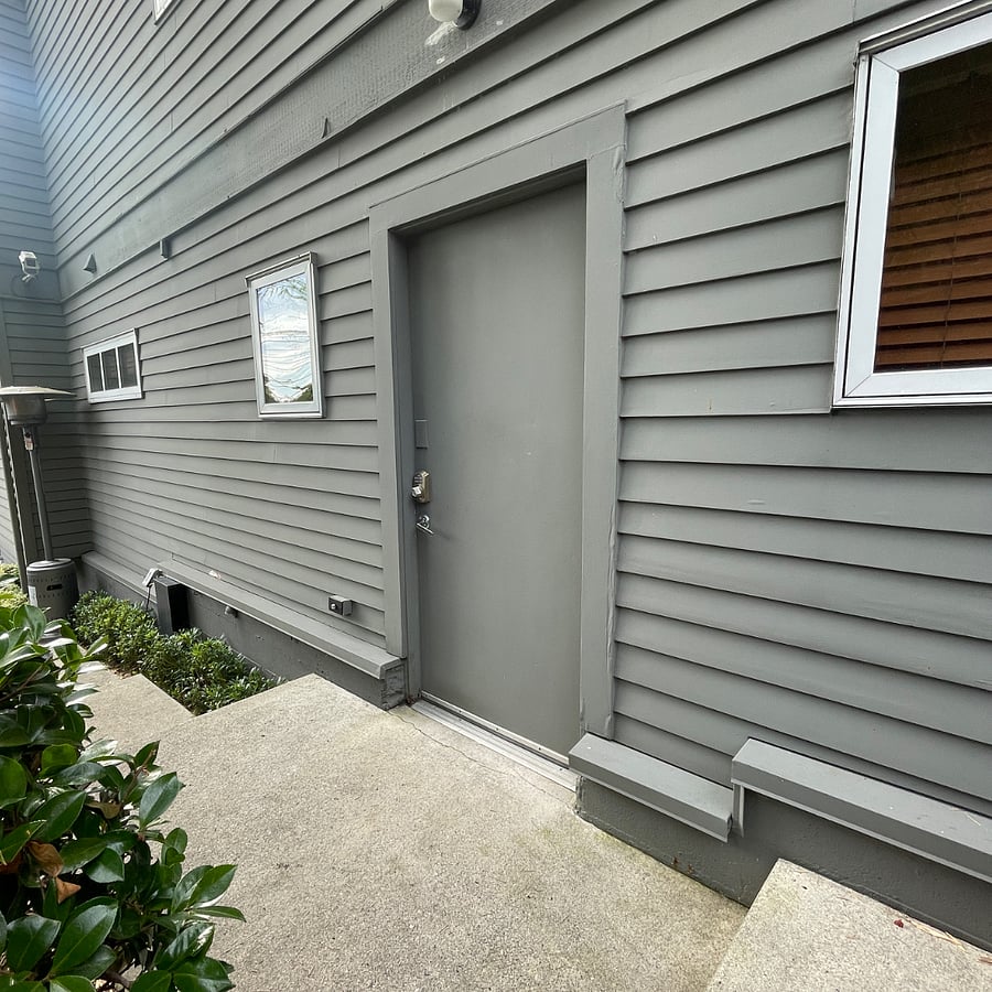 Steel entry door, keypad lock and deadbolt
