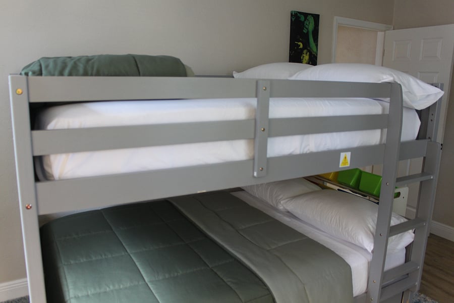 Guest Bedroom with Full size Bunks and trundle