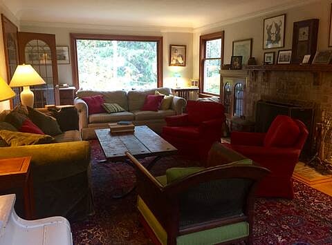 Living room overlooking front of house next to big park