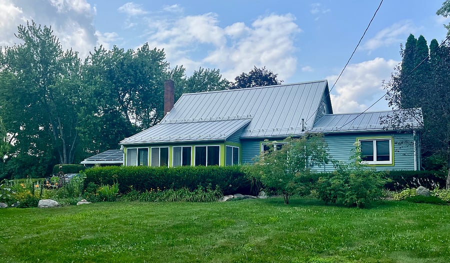 Front exterior of the house . The bedroom rental is on the right side