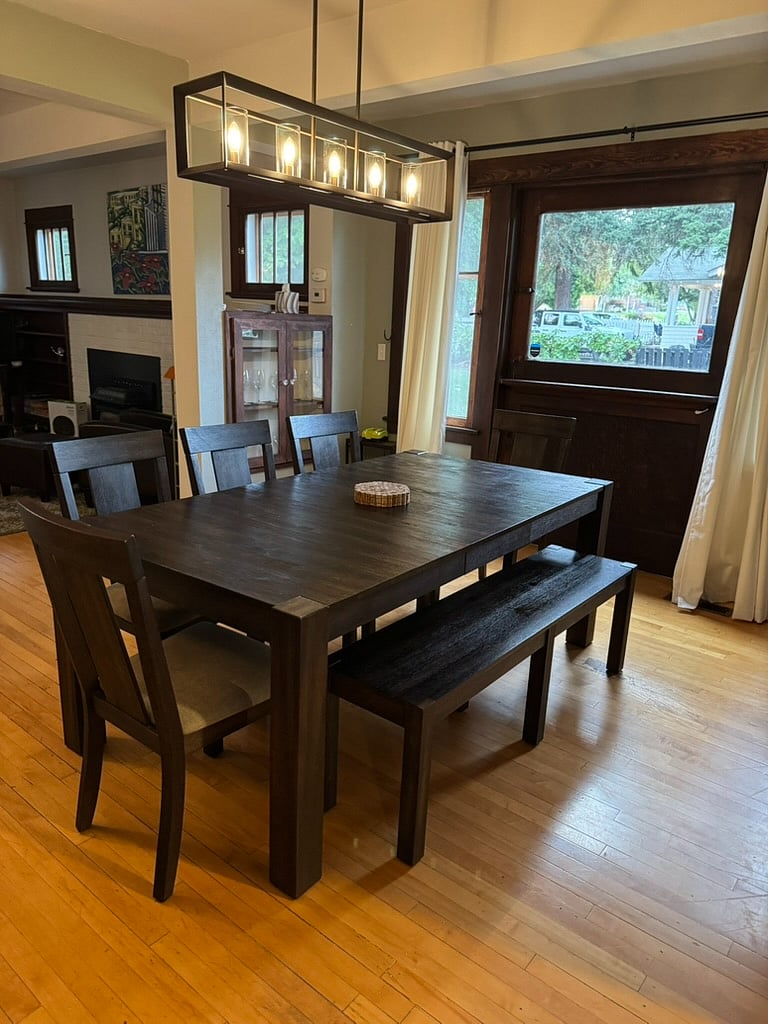 Dining room leading to iconic Dutch door