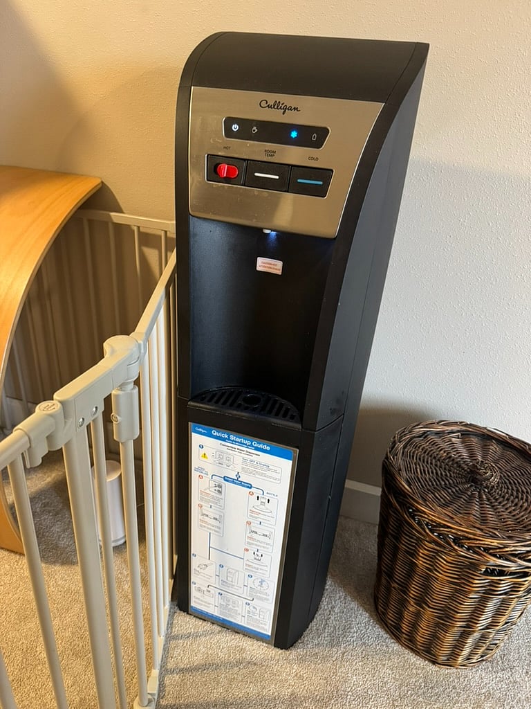 Culligan water tank available for an additional charge. If your family consumes large amounts of fresh water, 3 bottles a month delivery service may be added on.
