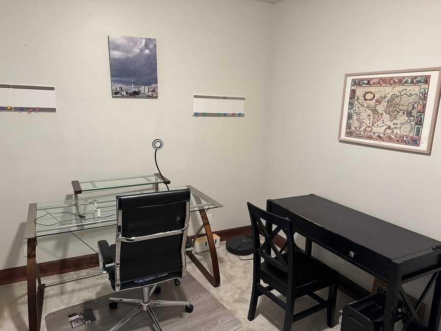 Office amenity- 2 traditional desks and one standing desk with treadmill