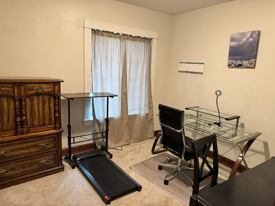 Office amenity- 2 traditional desks and one standing desk with treadmill