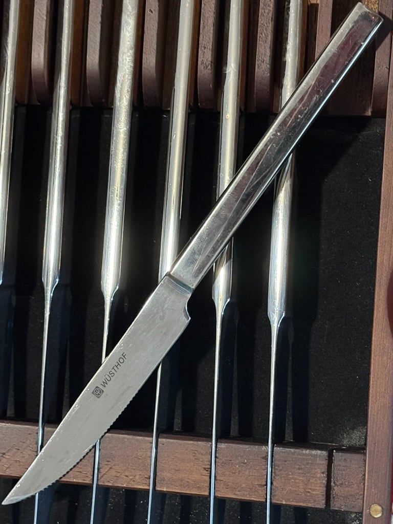 Wustof steak knives set available add on. Hand wash only!
