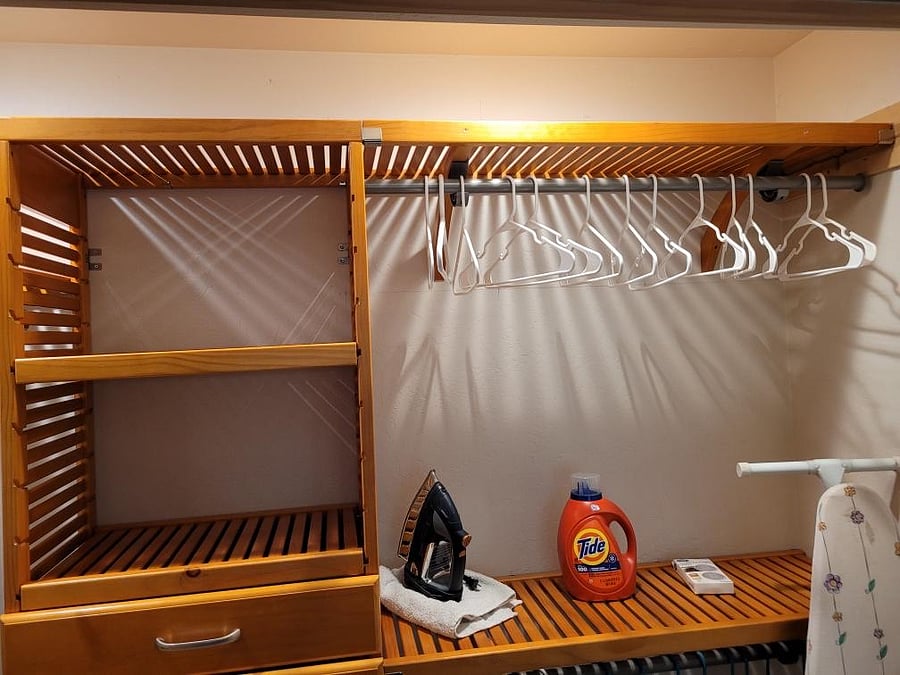 Picture of amenities in closet. Images of 11' x 4' closet system