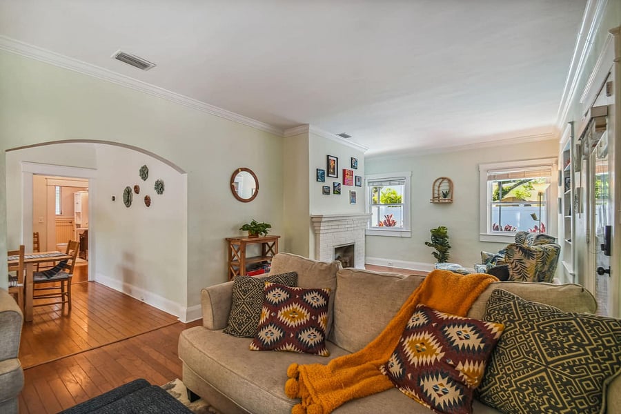 The large split living room is a cozy place to curl up with your favorite book or tv show