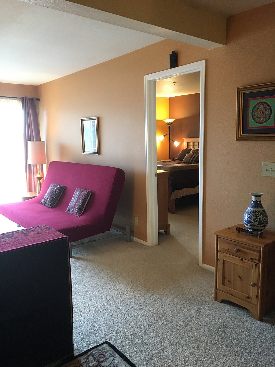 Living room with the larger bedroom view.