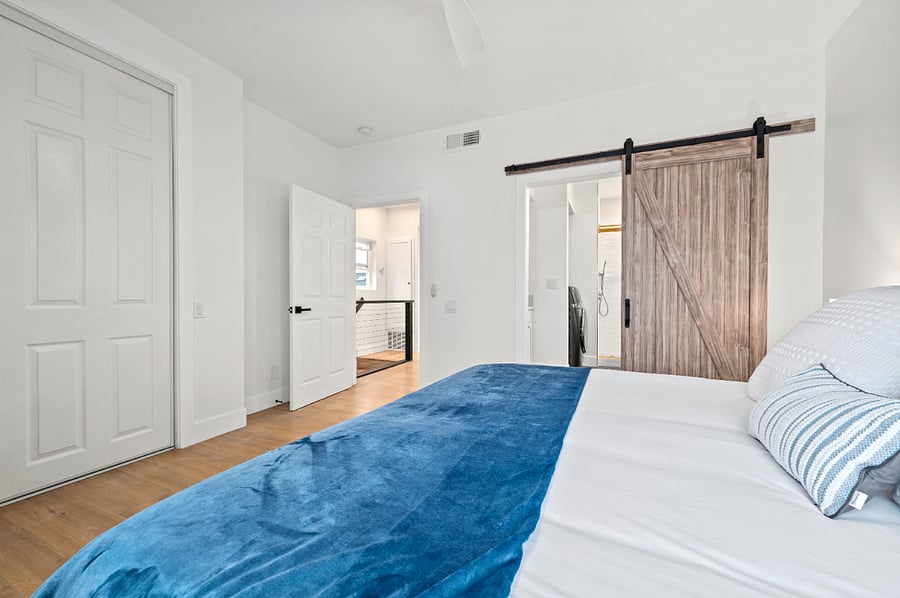 Master bedroom, top level. King bed