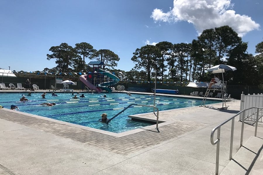 YMCA pool heated to 84 in winter and available for a daily or weekly fee - 1.5 miles by car and 1 mile by bike