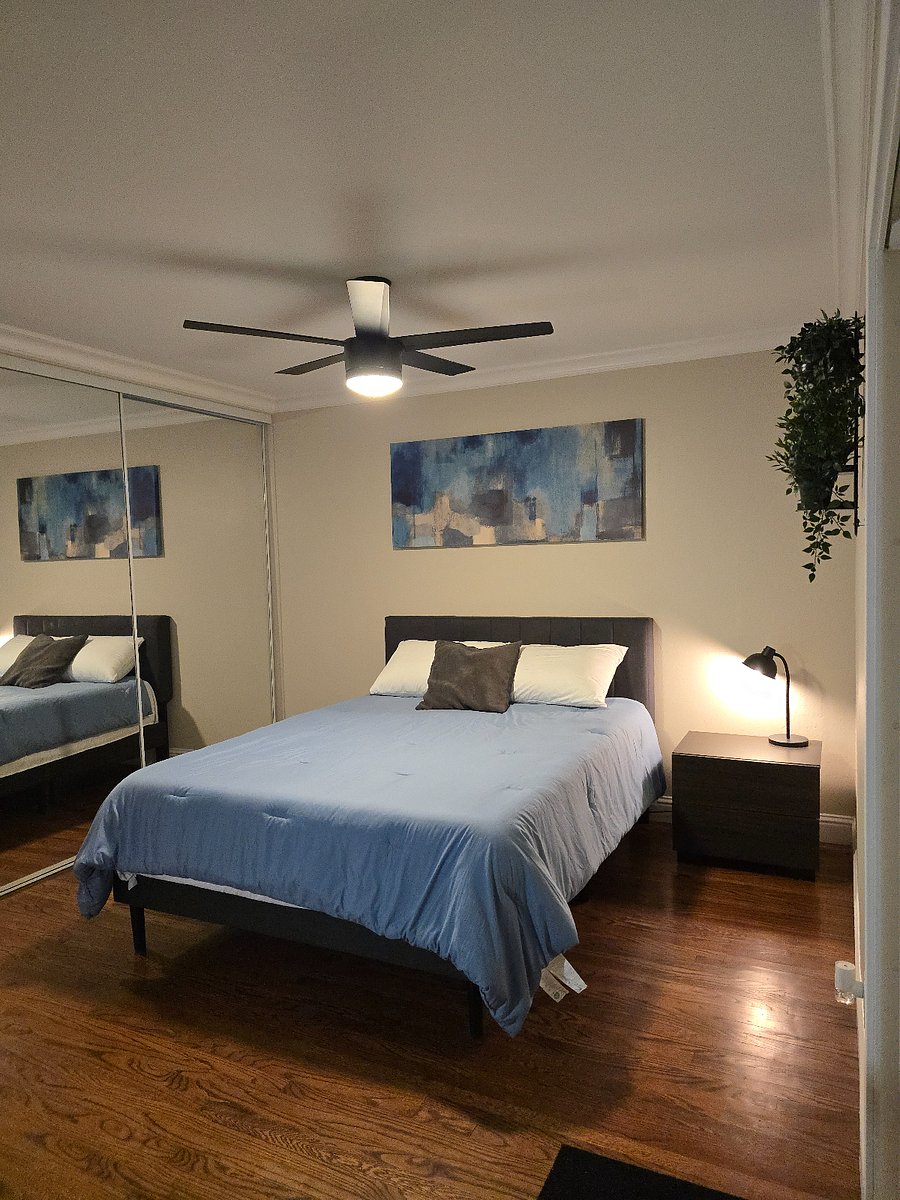 Queen bed with extra large closet.