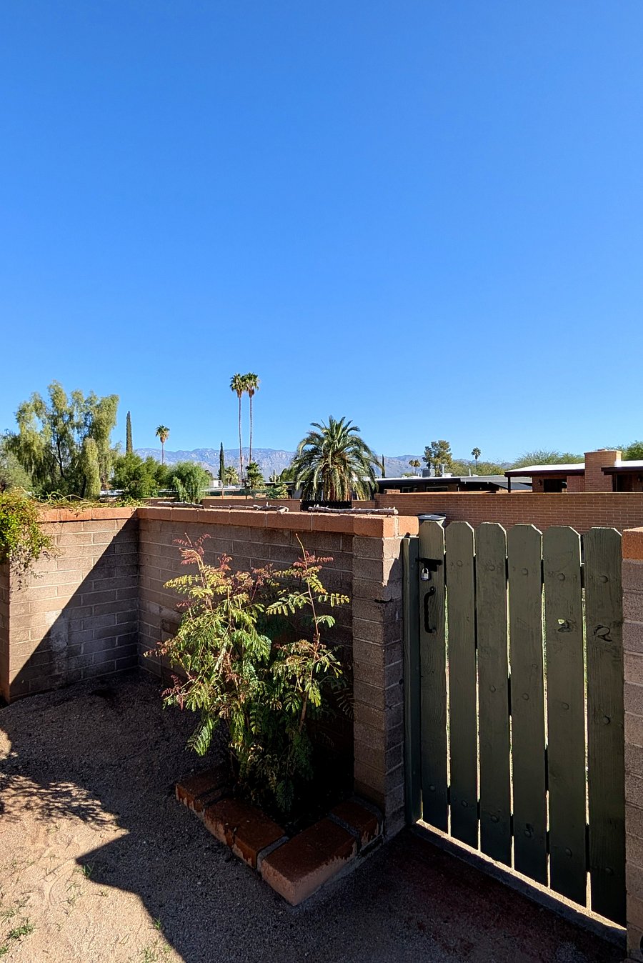 Gate has a lock and is what takes you to the wash/alley where the communal trash bins are for trash pick up