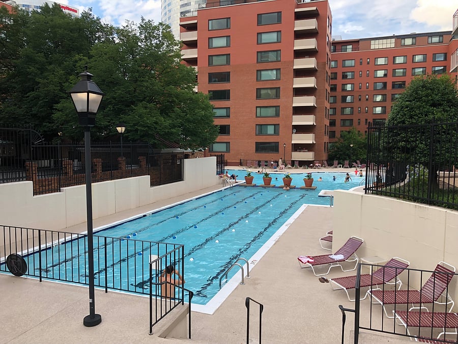 swimming pool comes with a hot spa.