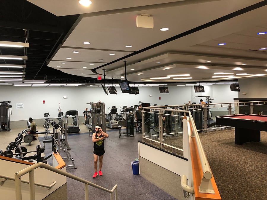 Fully equipped gym, ping pong, free gym classes