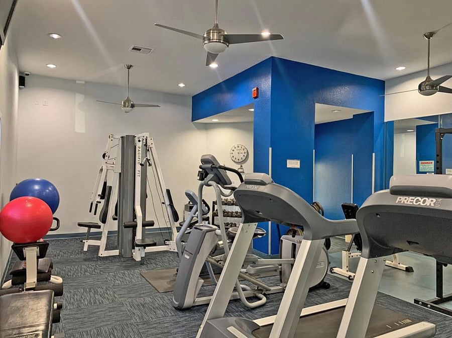 The Gym, is just Right around the corner from the Elevator.