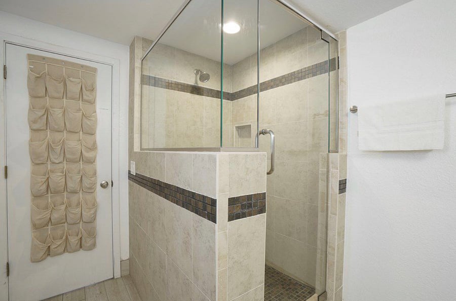 The Downstairs Restroom has a Shower
