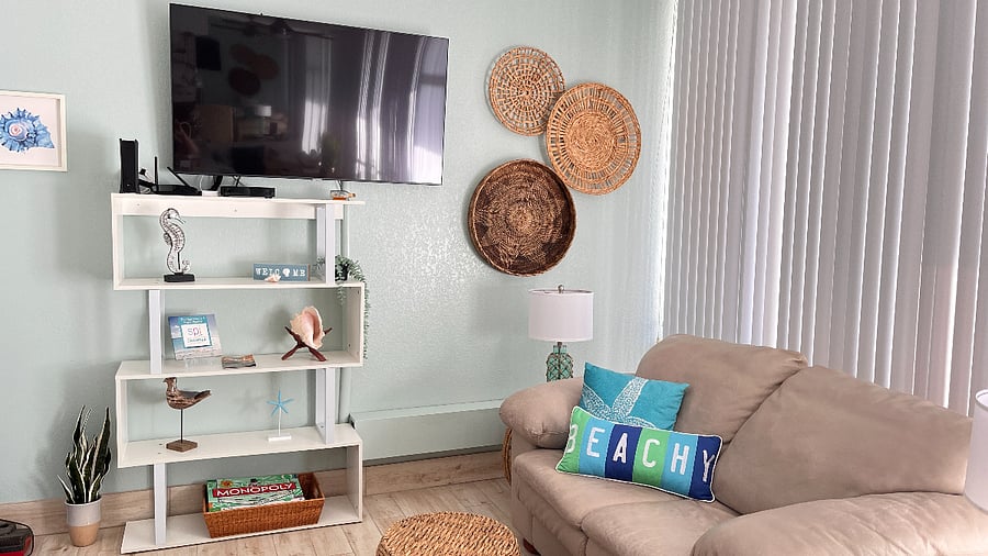 The Living Room (over to the left) is a double-sized Murphy Bed in the wall.