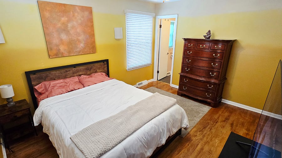 Master bedroom with on-suite bathroom.