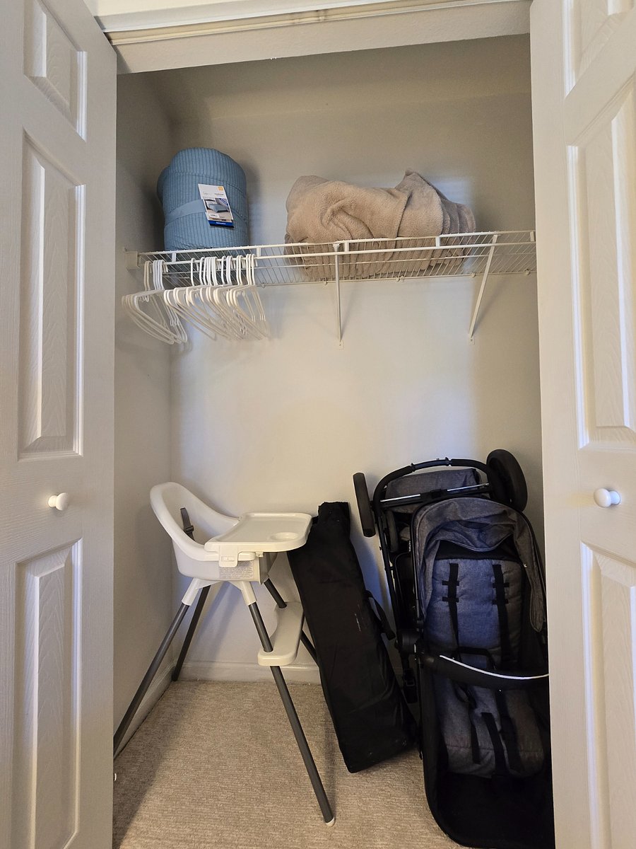 child amenities stored in 2nd bedroom closet