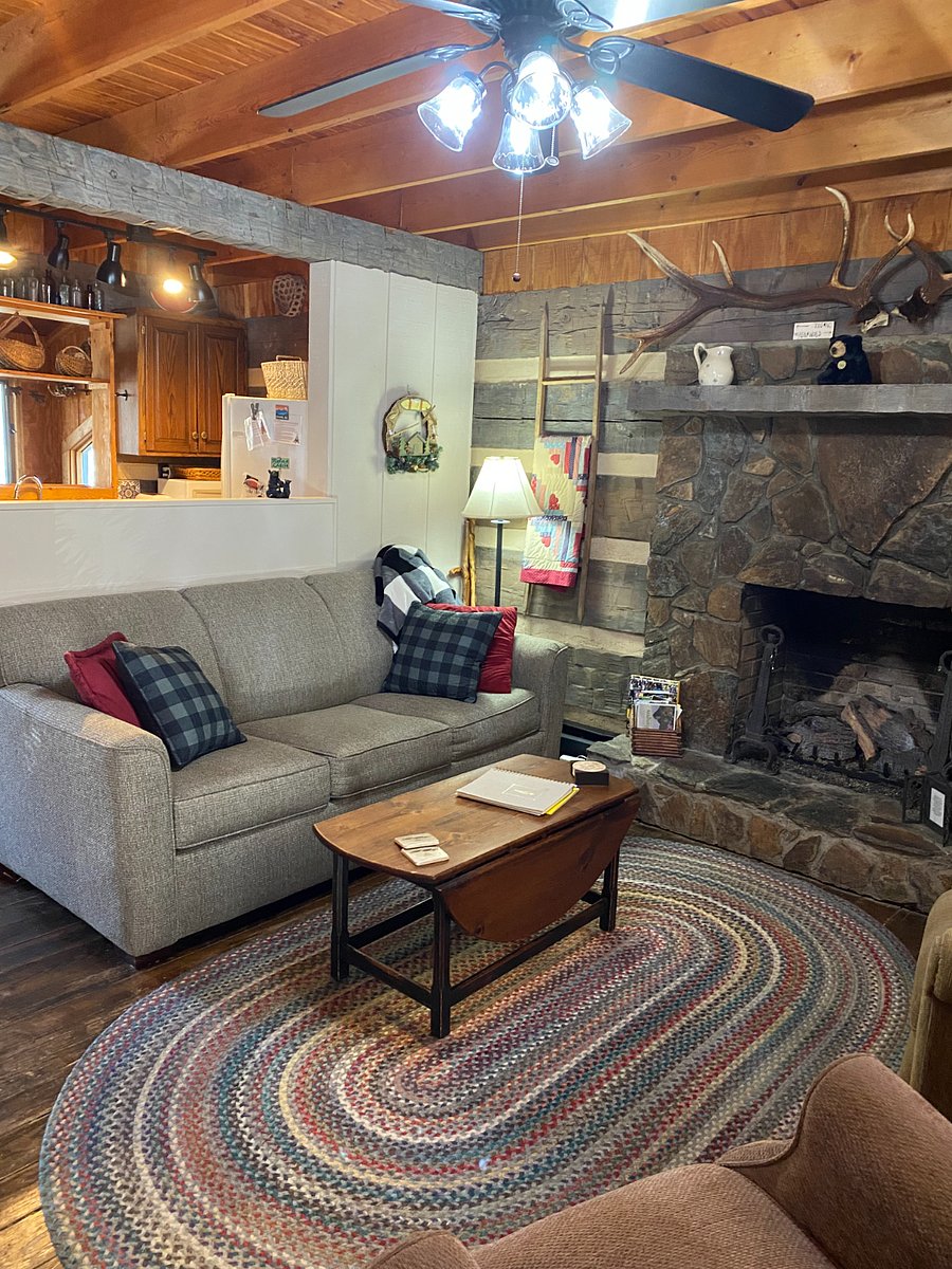 Living room with gas fireplace.