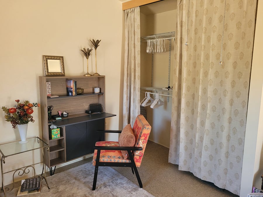 Secretary desk folds up and the 7' closet