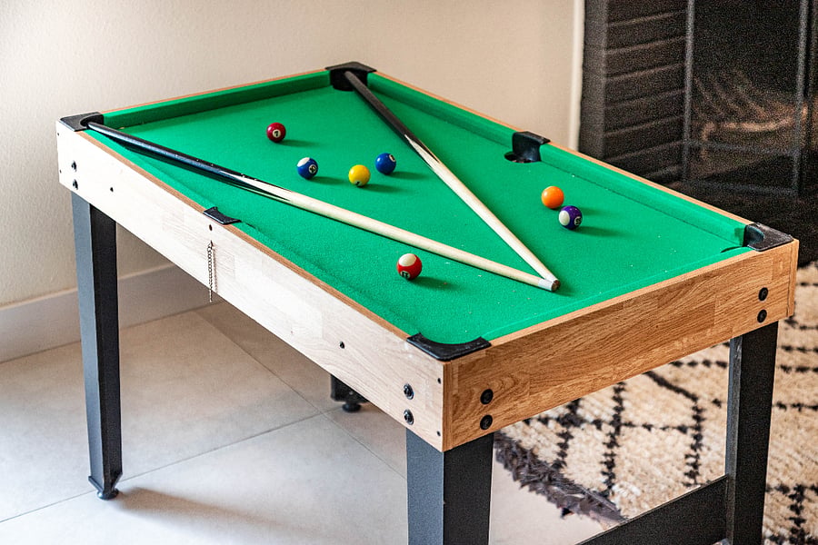 Indoor pool table for downtime after work or hospital shifts