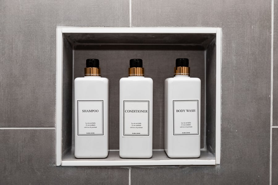 Bathroom starter toiletries included